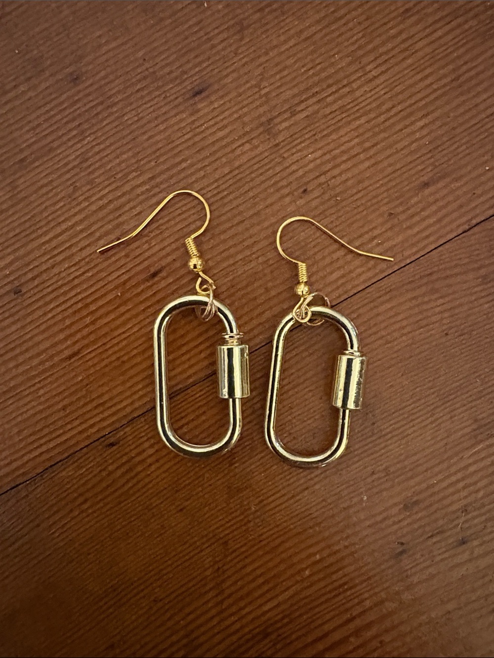 Hand-Crafted Gold Carabiner Earrings